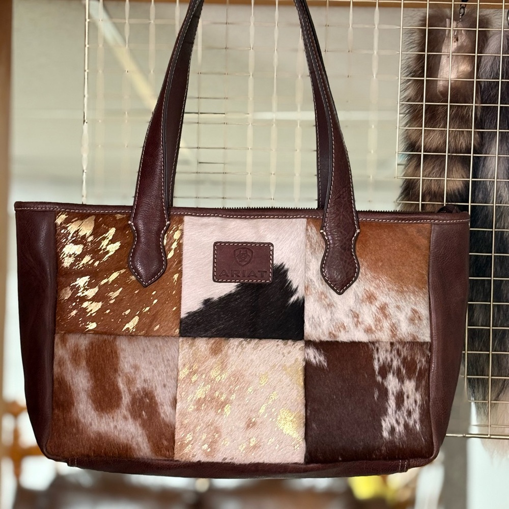 Ariat Brown and Gold Patchwork Tote Bag